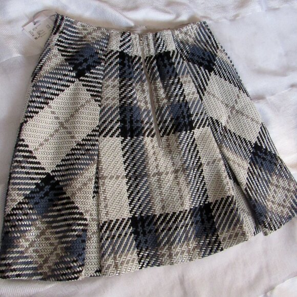 NWT Snidel Skirt 0 Small Plaid Pleated White/Blue Lined NEW - Picture 6 of 6
